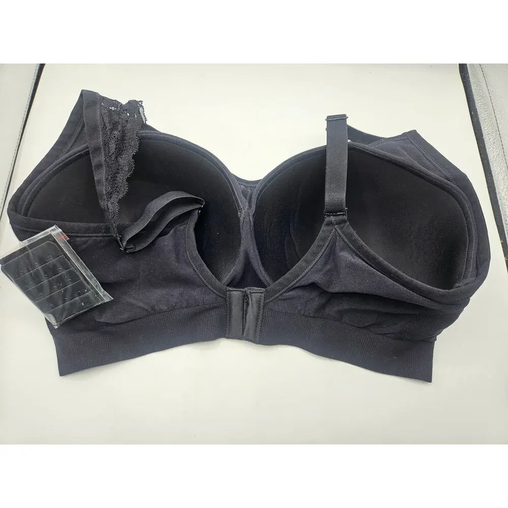 Underoutfit Adjustable Comfort Bra‎ Lace Straps #445 3XL Black NWT + Extender